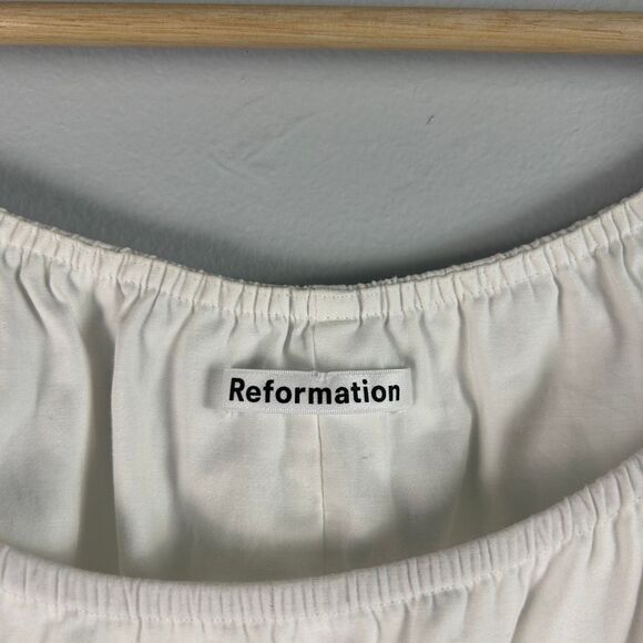 Reformation White Organic Cotton Crop Top - Size 4 / Small - Picture 3 of 4